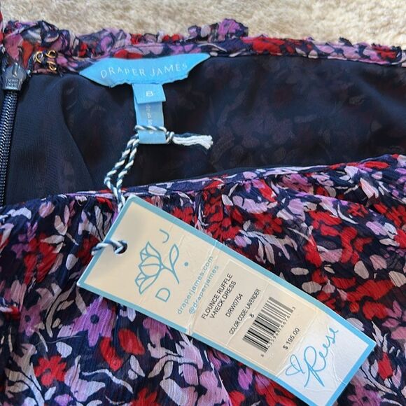 Draper James Blue and Red Ruffled Tiered Dress size 8, new with tags - Picture 6 of 11